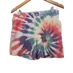 Abercrombie & Fitch Mens Tie-Dye Swim Shorts With Drawstring Waist & Back Pocket